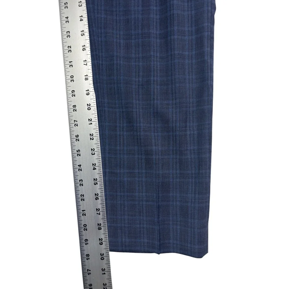 Banana Republic 32x30 Navy Blue Plaid Dress Pants Trousers Marlane Wool Slim Fit
